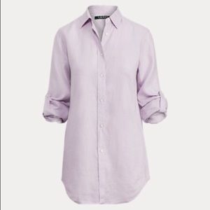 Ralph Lauren lavender linen button down. Medium.